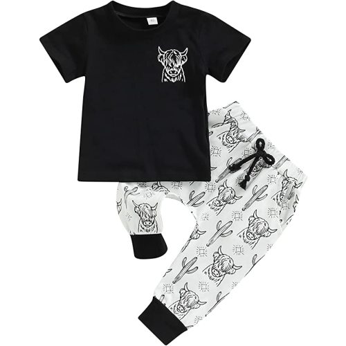 Amazon.com: WALLARENEAR Infant Baby Boy Mama's Little Man 2Pcs Pants Set Long Sleeve Cow Head Print Top with Pants Fall Winter Outfits: Clothing, Shoes & Jewelry