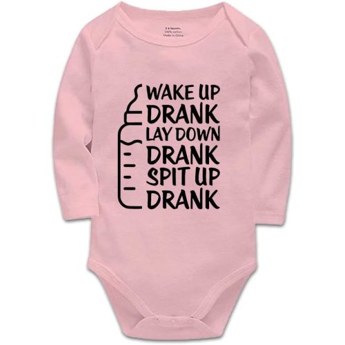 Wake Up Drank Lay Down Drank Spit Up Drank - Funny Cute Infant Creeper, Baby Bodysuit 0-24 Months