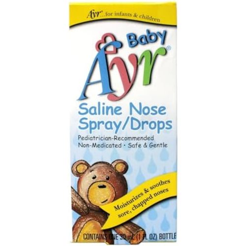Baby Ayr Saline Nose Spray & Drops 30 mL – Gentle Infant Nasal Moisturizer, Helps Loosen Mucus & Relieve Congestion