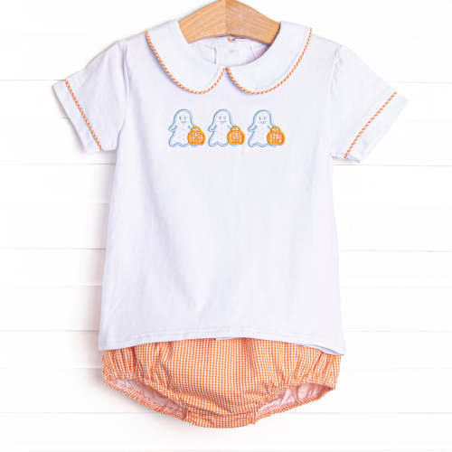 Little Ghosts Applique Diaper Set, Orange – Stitchy Fish