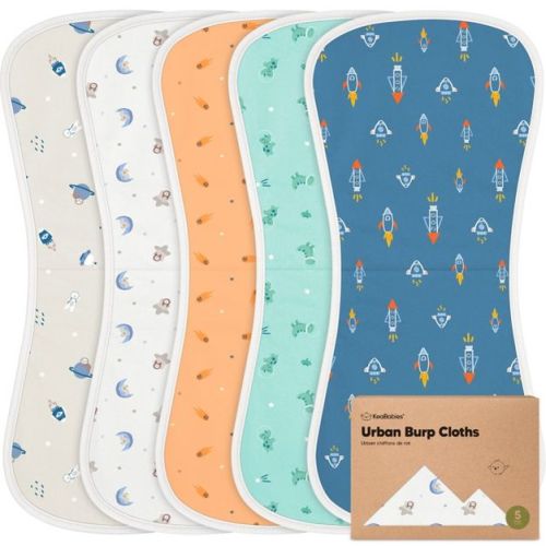 KeaBabies 5pk Urban Baby Burp Cloths, Organic Burping Cloth for Babies, Burp Rags for Baby Girls, Boys