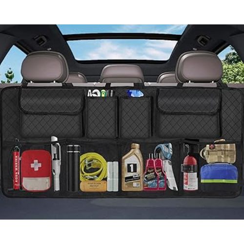 Car Trunk Organizer and Storage, Large Capacity Backseat Hanging Storage Accessories, Backseat Car Organizer for SUV/MPV/Truck (Black)
