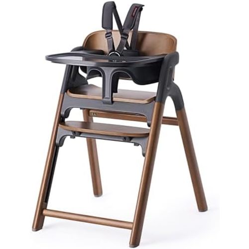 Momcozy 5-in-1 Convertible Wooden High Chair for Babies & Toddlers, Walnut