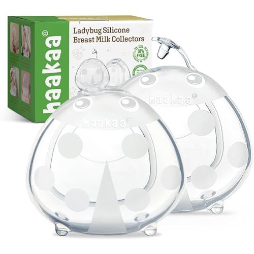 haakaa Ladybug Milk Collector Wearable Milk Collector Ladybug Breastmilk Collector Breastfeeding Milk Catchers Breast Milk Savers 2.5oz/75ml 2 PCS