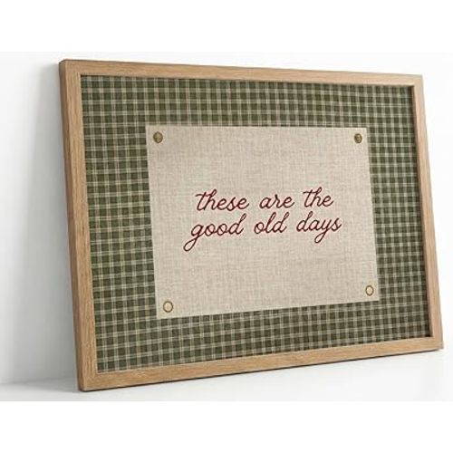 Framed These Are The Good Old Days Canvas Wall Art Happy Positive Quote Motivational Gingham Wall Decor Picture Inspirational Family Poster Print for Living Room Bedroom Bathroom Home Decoration