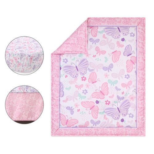 Baby Girl The Peanutshell Butterfly Song 3-Piece Crib Bedding Set
