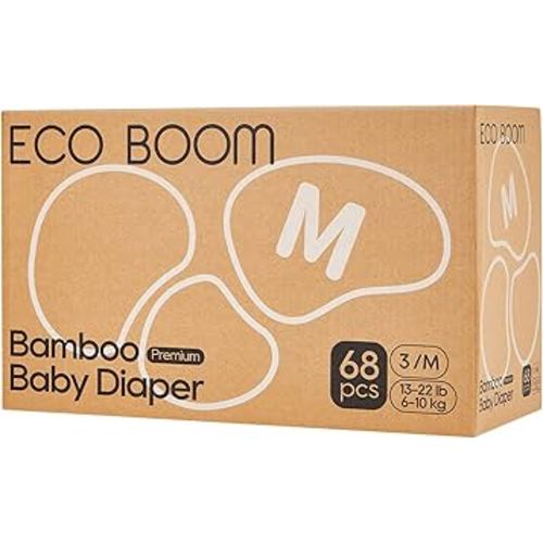ECO BOOM Diapers, Viscose from Bamboo Diapers, Natural Soft Disposable Nappies for Infant, Size 3 Suitable for 13 to 22lb (Medium - 68 Count)