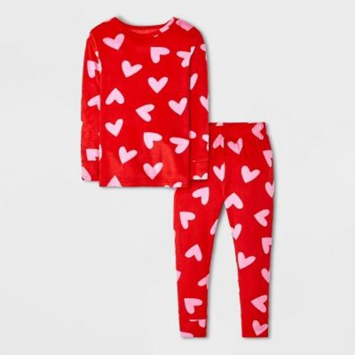 Toddler 2pc Hearts Snuggly Soft Pajama Set - Cat & Jack™ Red