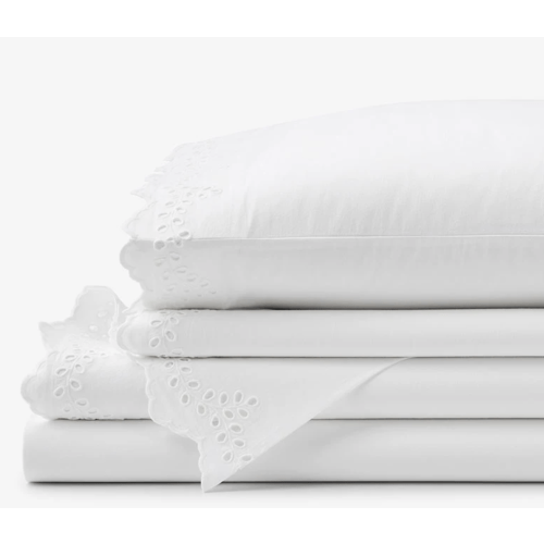 The Company Store, Eyelet Scallop Cotton Percale Sheet Set