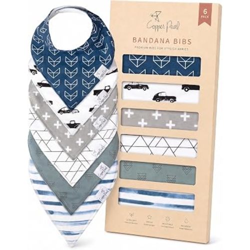 Copper Pearl Baby Bibs 4 Pack, Bandana Drool Bibs for Baby Girl & Boy, Soft Cotton Bibs for Drooling and Teething