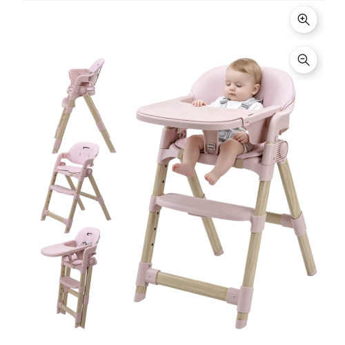 suihuooo Convertible Baby High Chair with Multi-Use Foldable and Adjustable Legs for Babies and Toddlers,Pink