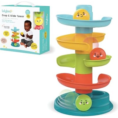 Lulyboo Rainbow Tower Ball Drop Toddler Toy | Educational, Sturdy Multi-Level Learning & Developmental Tower for Kids 6 Months+ | Colorful, Interactive Preschool Play (Original)