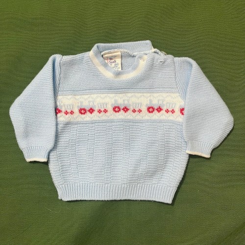 Vintage 80s/90s Kids/Toddler Up Scale Train Locomotive Knit Pullover Sweater Size 9 Months