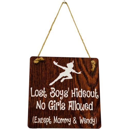 Lost Boys' Hideout - Peter Pan Nursery - Sign Door Hanger - Gift Present for Baby Shower Boy's Room