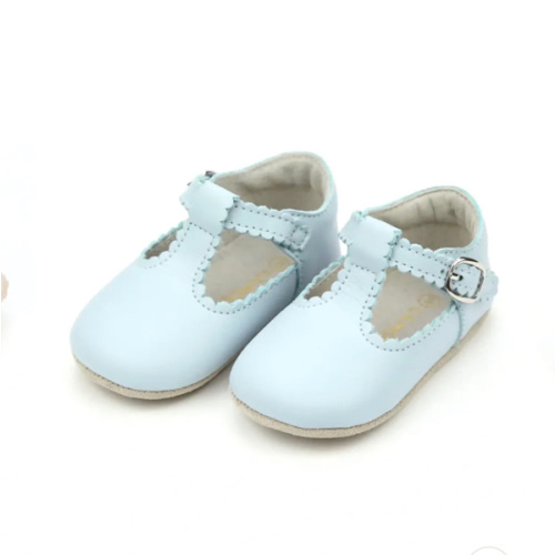 Elodie Scalloped T-Strap Mary Jane Crib Shoe | Posh Tots Children's Boutique