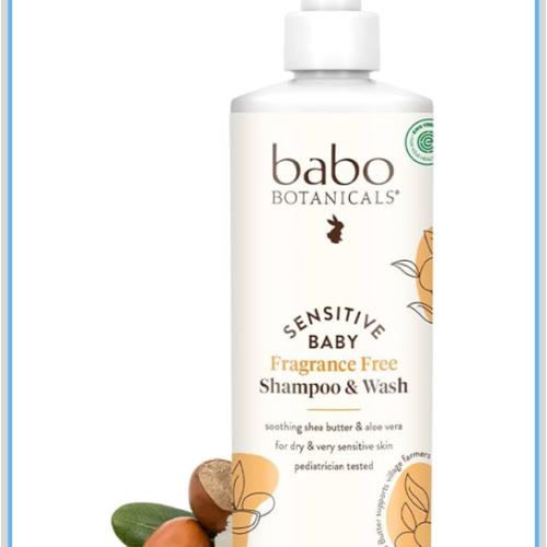 Babo Botanicals Sensitive Baby Fragrance-Free 2-in-1 Shampoo & Wash - Shea Butter, Calendula & Aloe Vera - EWG Verified - Cruelty-Free - Vegan - Pediatrician Tested - For Babies & Kids