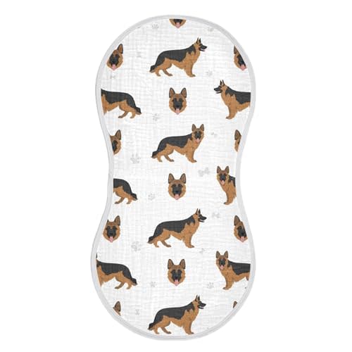 YYZZH German Shepherd Dog Muslin Burp Cloths for Baby 1 Pack Soft 100% Cotton Baby Washcloths Bibs for Boy Girl