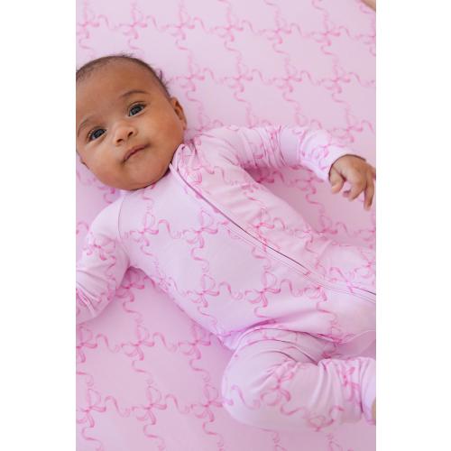 EMERYN ZIPPY | Dainty Pink Toddler Bamboo Pajamas | Ballet Ballerina | Coquette Bows  | Pastel Pjs | Baby Zippy Romper | Preppy