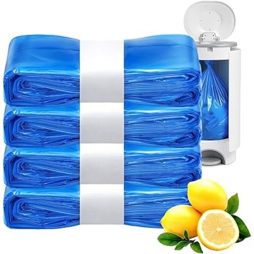 Compatible with Diaper Genie Pails Diaper Pail Refills | 4 Pack Lemon-Scented Odor-Blocking Continuous Liner Refills | Durable Leak-Resistant Rolls for Baby Diaper Pails