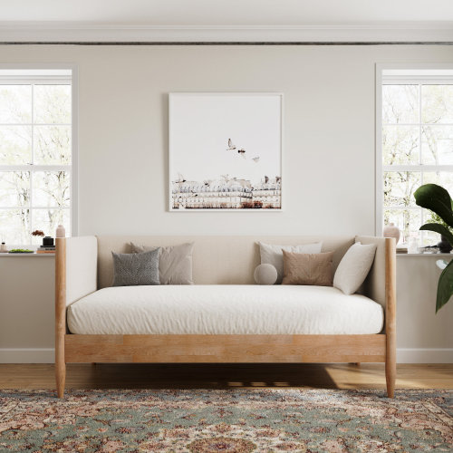 Wade Logan® Besan Solid Wood Boucle Upholstered Twin Daybed & Reviews | Wayfair