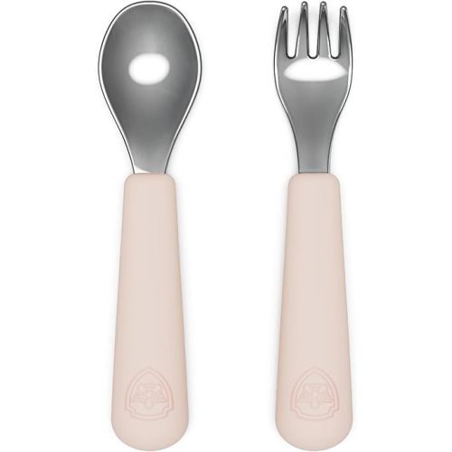 Lalo PAW Patrol Utensils - Toddler Fork and Spoon Set - Stainless Steel and Silicone Ergonomic Toddler Utensils - Children Safe Flatware Set - 2 Pieces - Skye