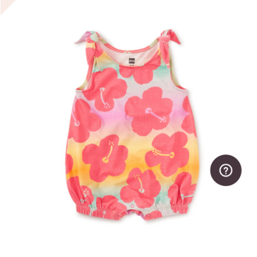 LITTLE GIRL & Rainbow Hibiscus & Tie Shoulder Baby Romper & ONEPIECE & Tea Collection