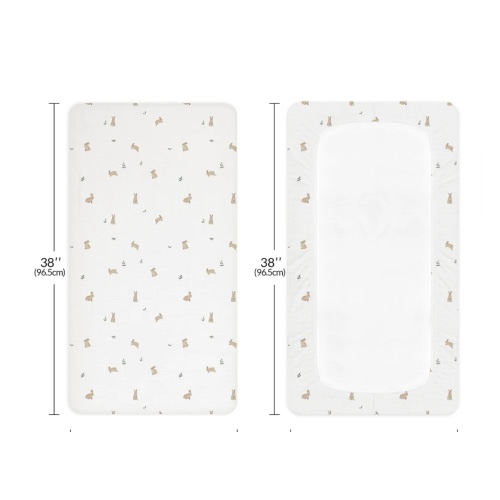Muslin Mini Crib Sheet 24"x38" - Soft, Breathable, Fits Pack N Play & Mini Cribs - Bunny Meadow