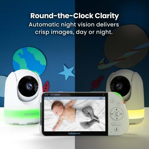 Babysense MaxView PRO: Video Baby Monitor with 2 Cameras, Non Wifi, Sp