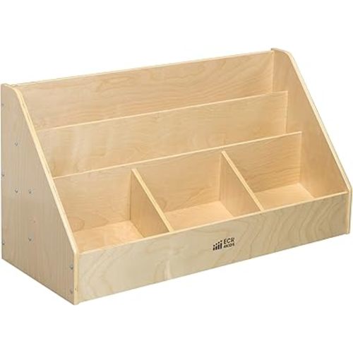 ECR4Kids 5-Compartment Easy to Reach Book Display, Classroom Storage, Natural