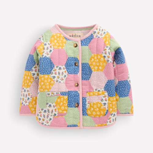 Quilted Jacket-Multi Patchwork Print
