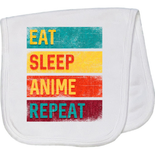 Eat Sleep Anime Repeat Baby Burp Cloth - White | Inktastic