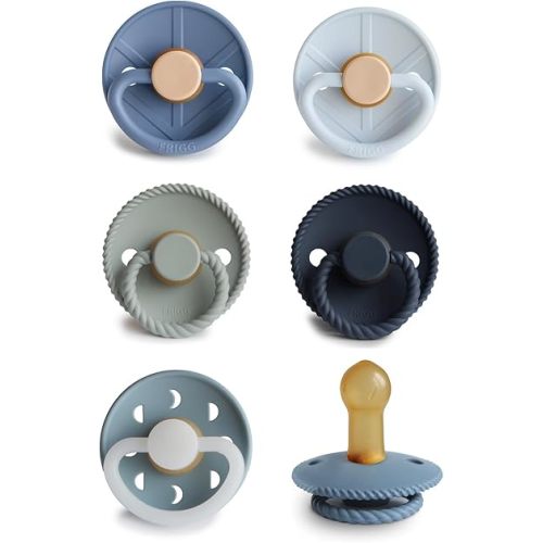 FRIGG Natural Rubber Baby Pacifier 6-Pack Endless Sea | Made in Denmark | BPA-Free (6-18 Months)