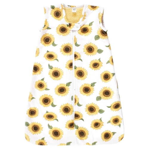 Hudson Baby Infant Girl Plush Faux Fur Sleeping Bag, Wearable Blanket, Sunflower, 6-12 Months