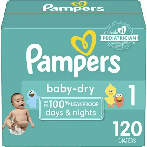 Diapers Newborn/Size 1 (8-14 lb), 120 Count - Pampers Baby Dry Disposable Baby Diapers, Super Pack, Packaging & Prints May Vary