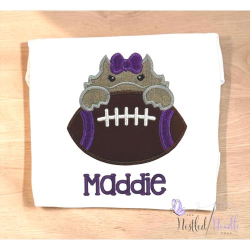 Baby Girl TCU Football Applique Romper/Infant Girl Embroidered Horned Toads Football Tee/Toddler Girl Texas Football Shirt