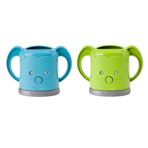 InchBug MyDrinky Pouch Holder No Squeeze, Reusable Drink Holder for Kids, Toddler and Babies | BPA-Free & Squeeze-Proof Cup Holder for Juice Boxes, Food Pouches | Dishwasher Safe, 2-Pack Lime/Aqua