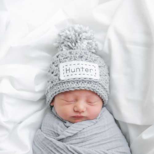 Personalized Baby Pom-Pom Hat: Monogrammed Newborn Gift