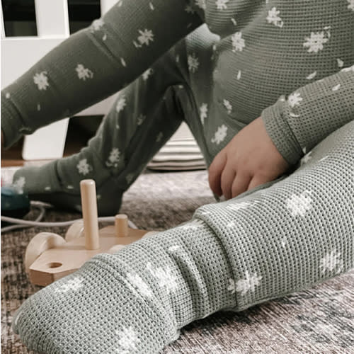 Waffle Convertible Pajamas - Petal Sage