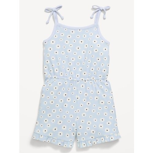 Sleeveless Tie-Bow Ribbed Romper for Toddler Girls