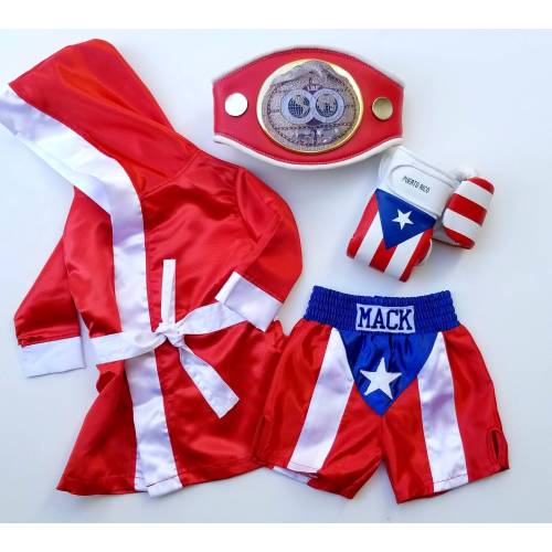 Puerto Rico Baby Boxing Set - Personalized ROBE, Custom Shorts, and Wearable Gloves