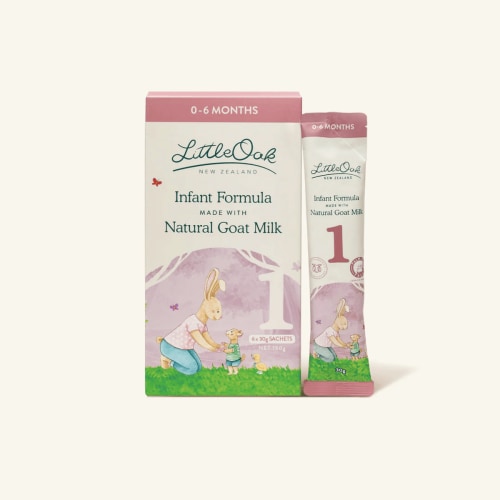 LittleOak Natural Goat Milk Infant Formula with Olive Oil – Stage 1 Travel Sachets (6x30g)