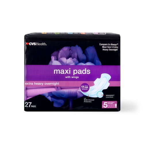 CVS Maxi Pads with Wings, Extra Heavy Overnight, 27 CT, 20 CT