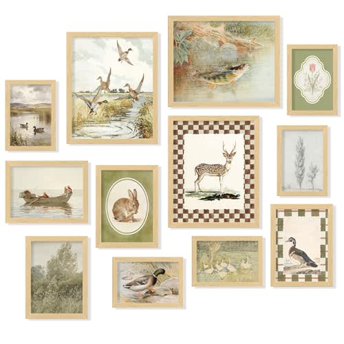 97 Decor Vintage Nursery Wall Art - Hunting And Fishing Pictures, Woodland Animal Deer Poster, Mallard Duck Decor For Home, Gallery Wall Prints For Kids Bedroom, Playroom (Unframed)