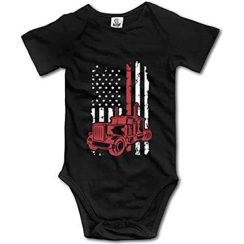 Big Rig Semi Truck National Flaf Design Novelty Baby Bodysuit Short Sleeve Newborn Onesie