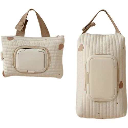 Embroidered Bear Stroller Wet Wipe Pouches Portable Baby Wipe Holder Embroidery Baby Wipes Storage Bag for Travel