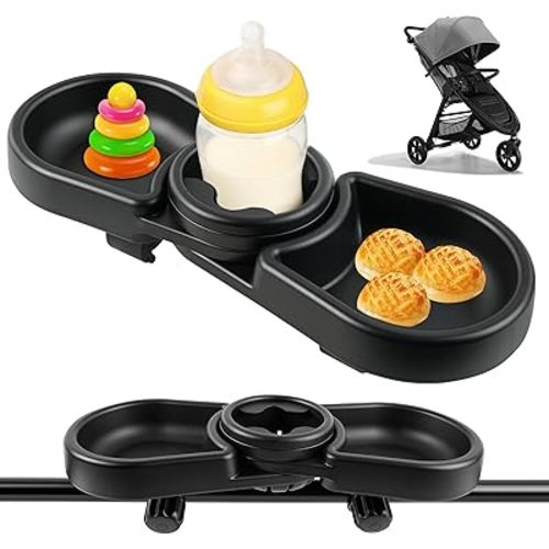 Snack Tray Compatible with Baby Jogger City Mini GT2 – BPA-Free 3-in-1 Stroller Snack Tray Attachment with Deep Cup Holders, Easy Installation, Fits Inward-Curved Handlebars