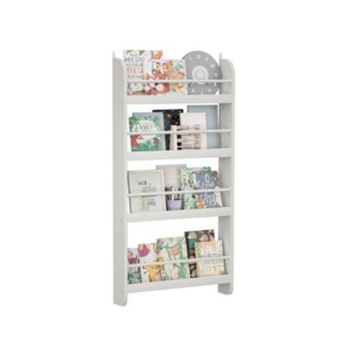 4-Tier Kids Bookshelf - Wall Mounted Bookcases, Toy and Book Storage Rack for Bedroom, Living Room and Nursery