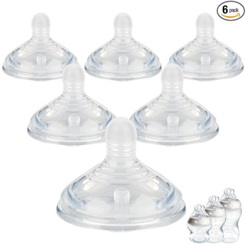 Silicone Nipples (M) for Tommee Tippee Natural Start Anti-Colic Bottles &Advanced Anti-Colic Bottles,Closer to Nature Bottle,Medium Flow,Size 2 Nipple,3m+, 6 Count
