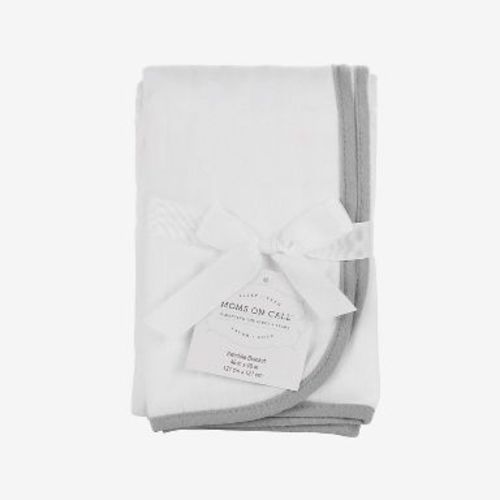 Moms on Call | Baby & Newborn Swaddle Blanket | French Grey with Ribbon | 48X48