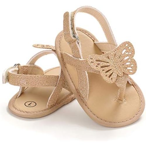 COSANKIM Infant Baby Girls Summer Sandals with Flower Soft Sole Newborn Toddler First Walker Crib Dress Shoes